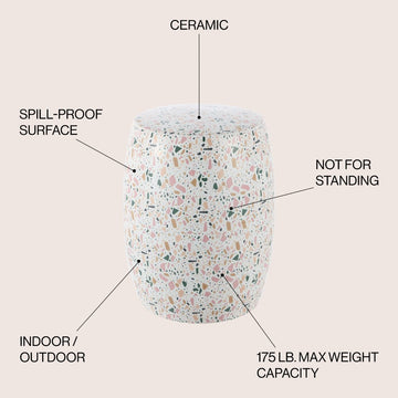 Chiara 17.5" Terrazzo Ceramic Garden Stool - JONATHAN Y